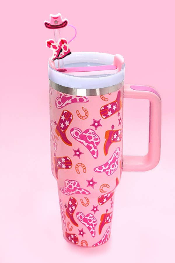 40oz CLOUD WESTERN TUMBLER STRAW COVER CAP - BOOT
