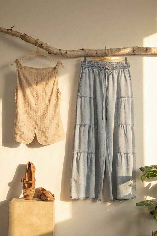 Textured Sleeveless Button-Down Top - Taupe | Very J