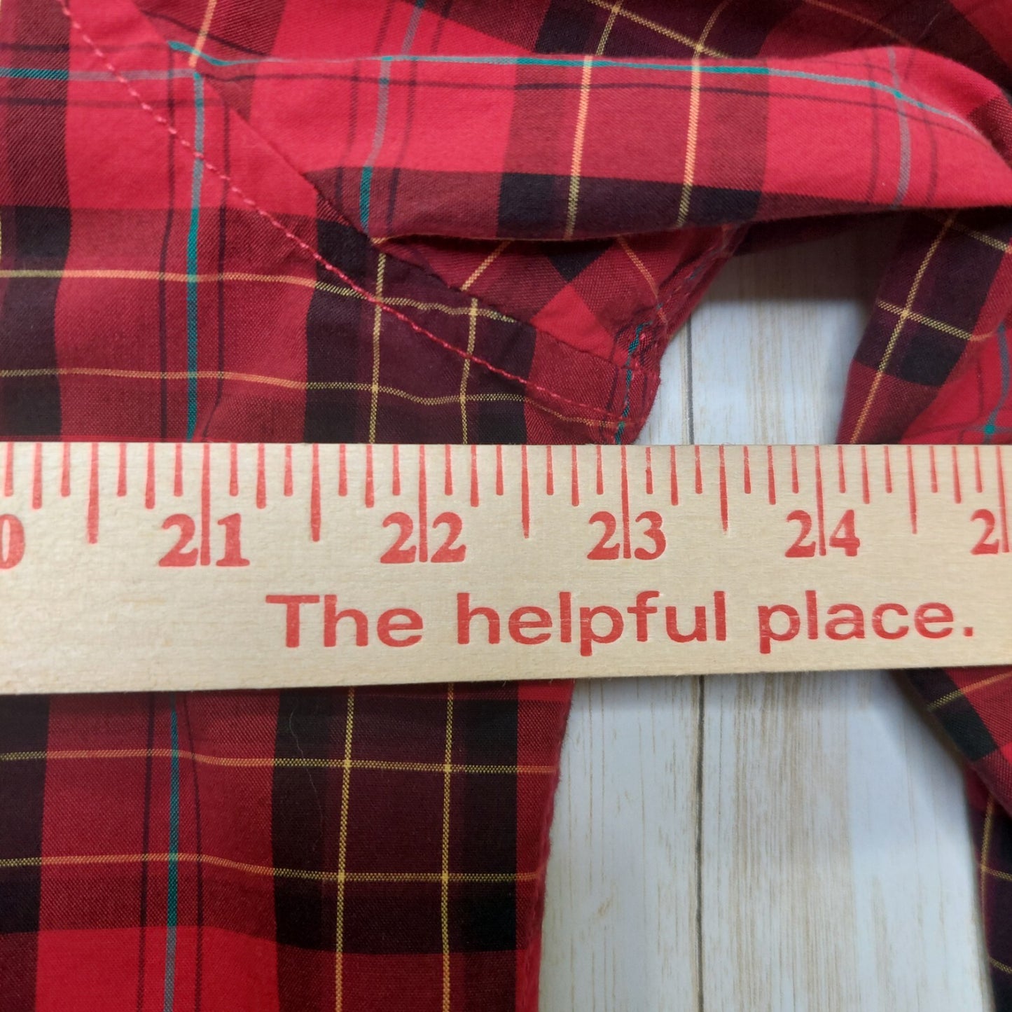 American Eagle Mens Shirt Button Down Red Plaid Long Sleeve Classic Fit Large