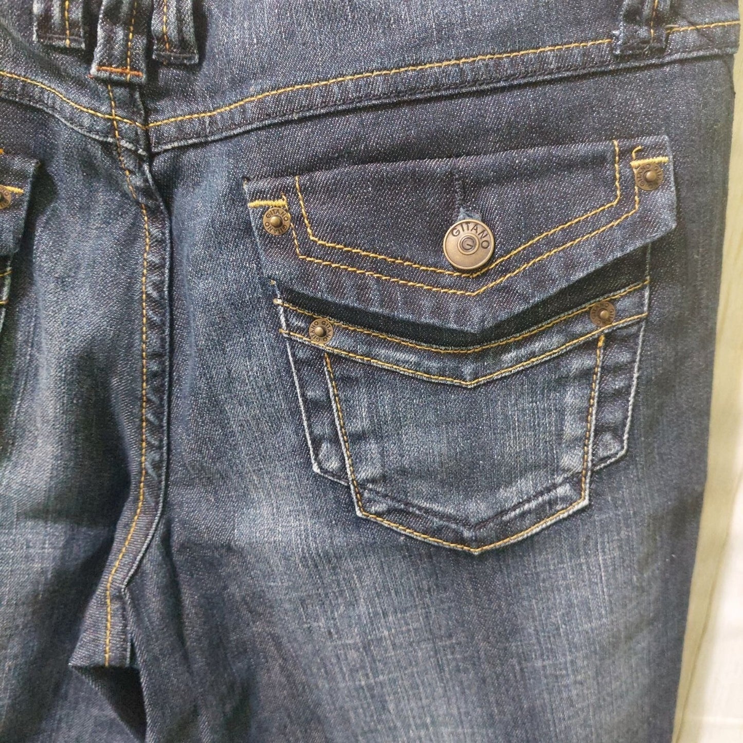 NWOT Vintage Gitano Womens Petite Flare Denim Jeans 14P~Stretch~Faded