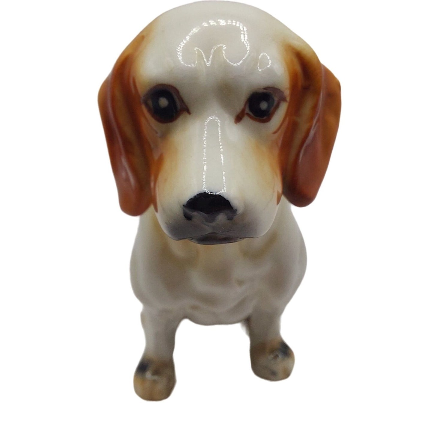 Vintage Bone China Porcelain Sitting Beagle Dog Figurine 3.25" Tall