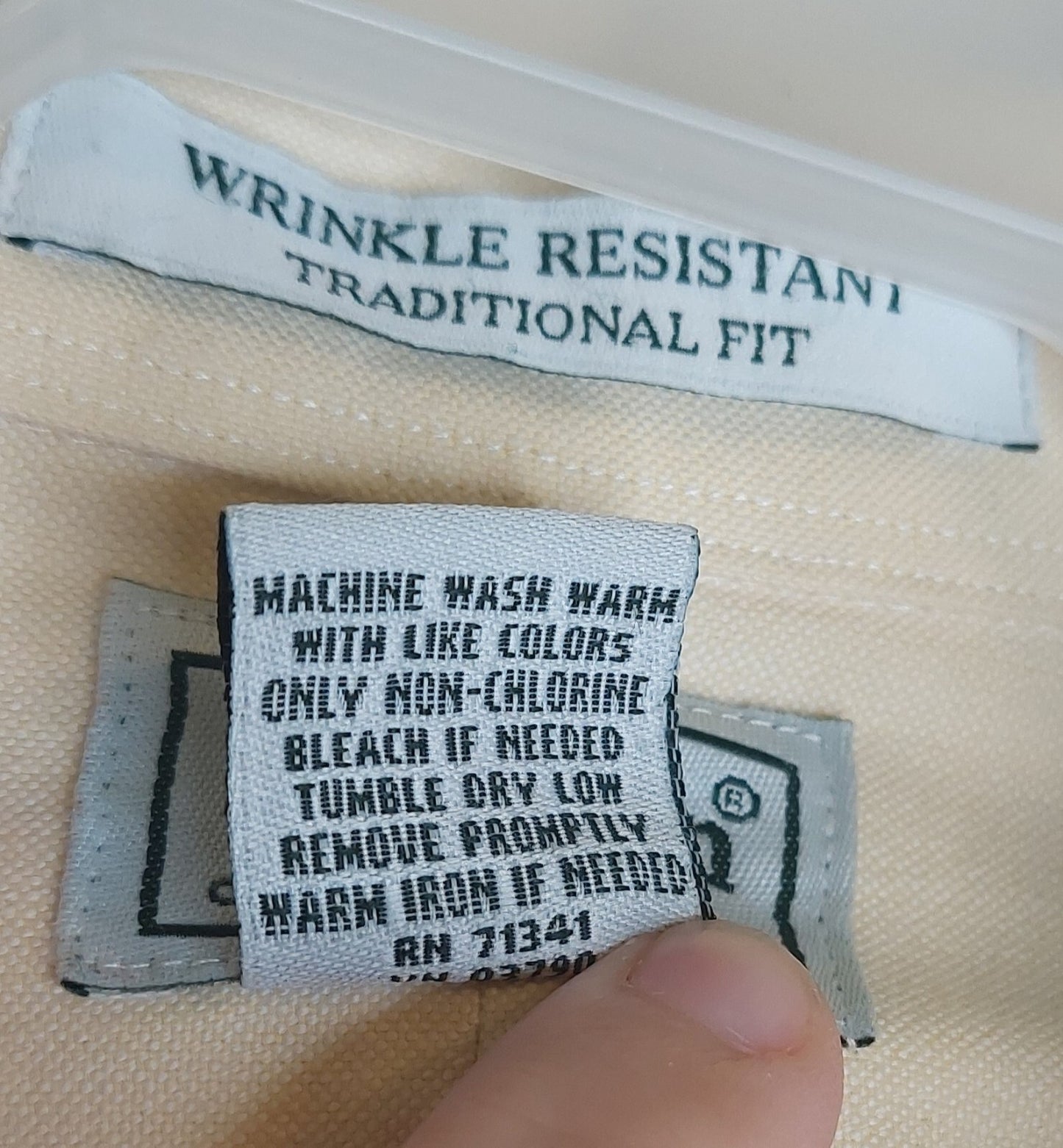 LL Bean Shirt Mens 16.5-37 Yellow Wrinkle-Free Long Sleeve Traditional Fit