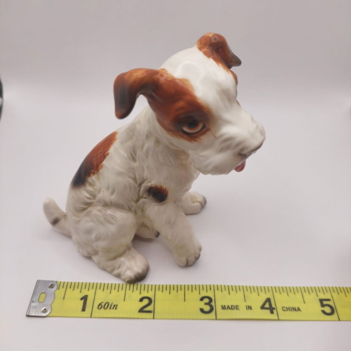 Vintage Lefton Japan Hand-Painted Ceramic Jack Russell Dog Figurine 4 inches