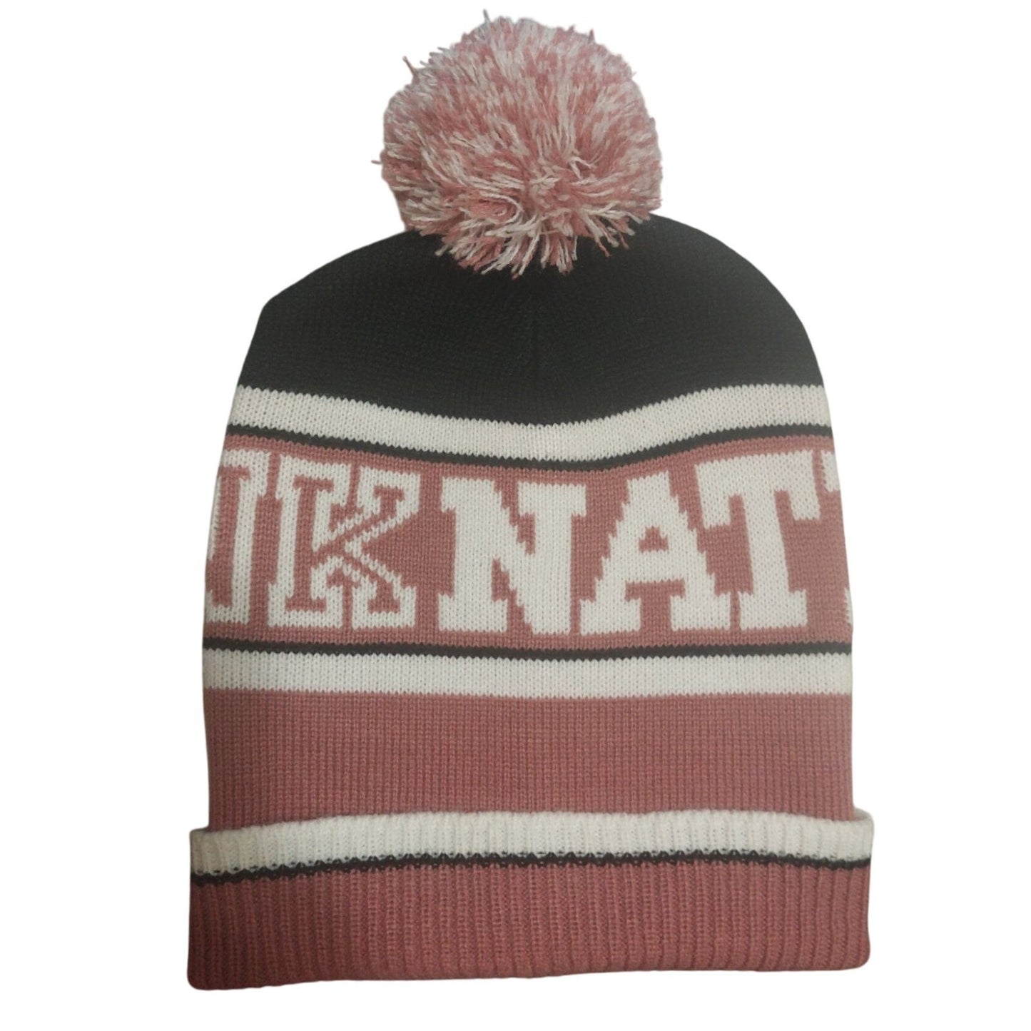 Victorias Secret Pink (Soft Begonia ) Nation Knit Pom Pom Beanie Hat Winter