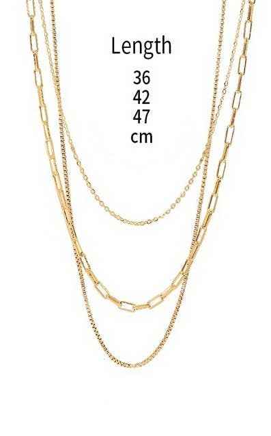 18K STAINLESS STEEL TARNISH FREE LAYERED NECKLACE | 40NK346: GOLD