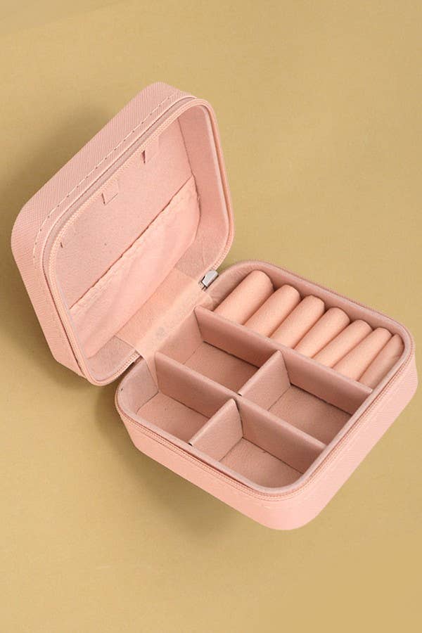 JEWELRY ORGANIZER TRAVEL BOX CASE - LIGHT PINK