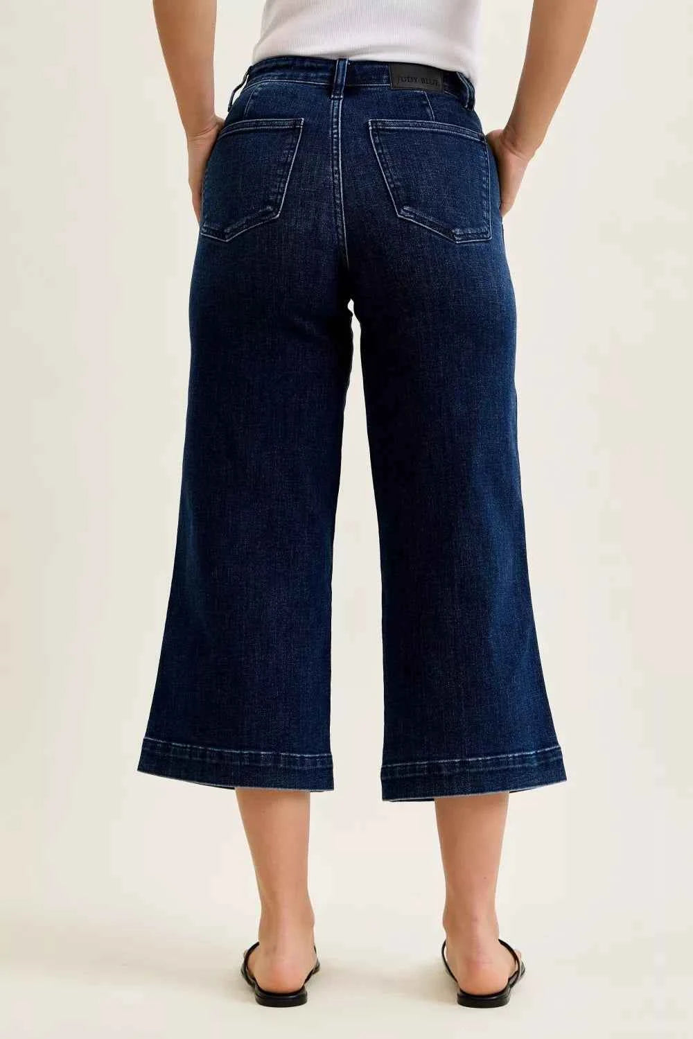 Judy Blue High Waist Ankle Wide Jeans Back View