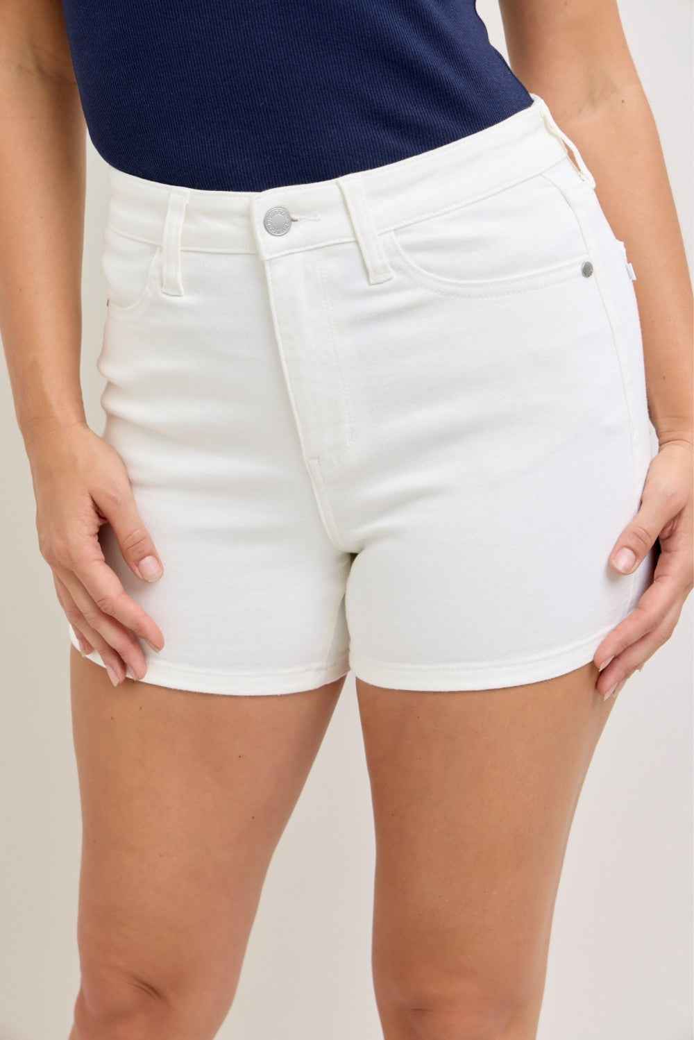 Judy Blue Plus Size White High Waisted Slim Shorts Plus Sizes