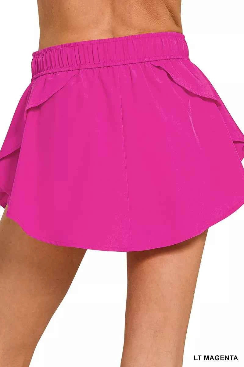 Light Magenta Soft Woven Active Skort by Zenana Back View