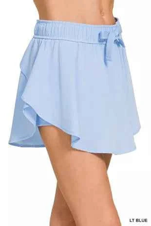 Zenana Light Blue Soft Woven Active Skort Side View