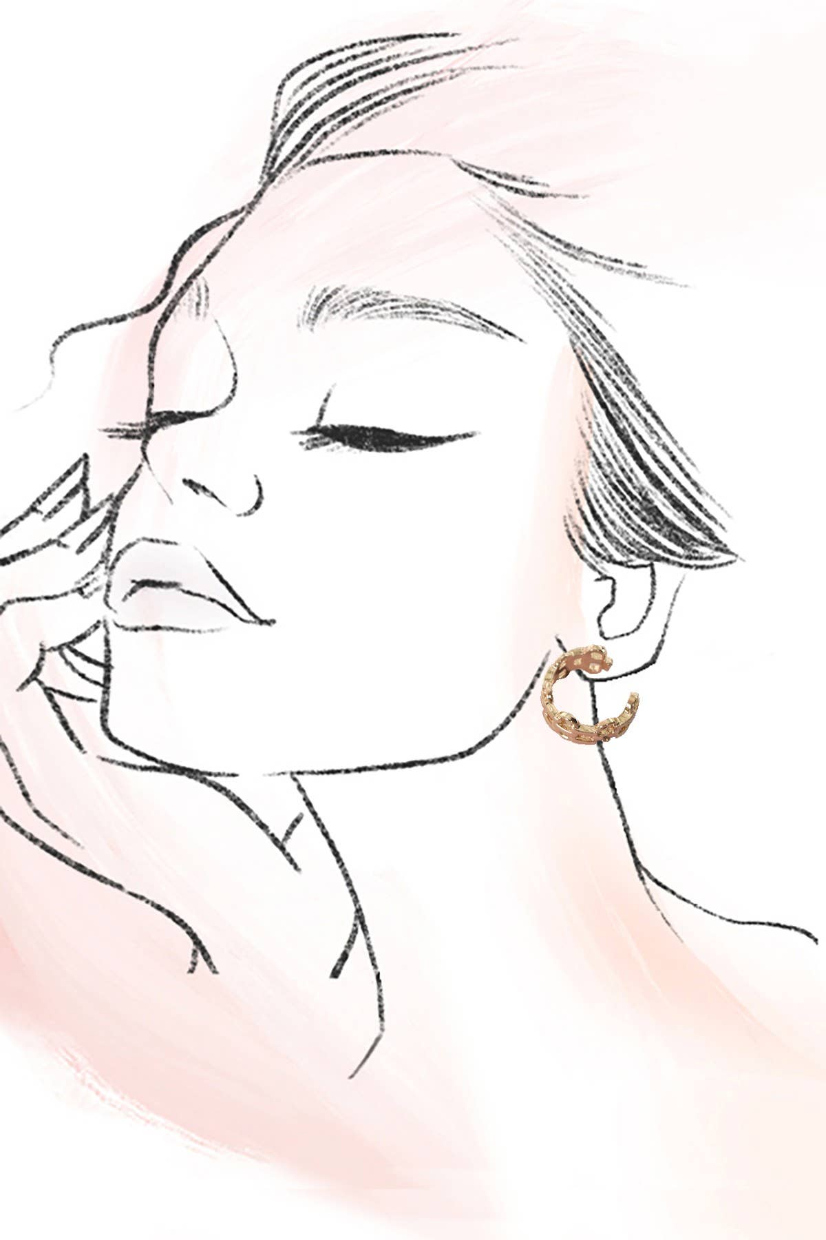 DOUBLE CHAIN LINK HOOP EARRINGS GOLD