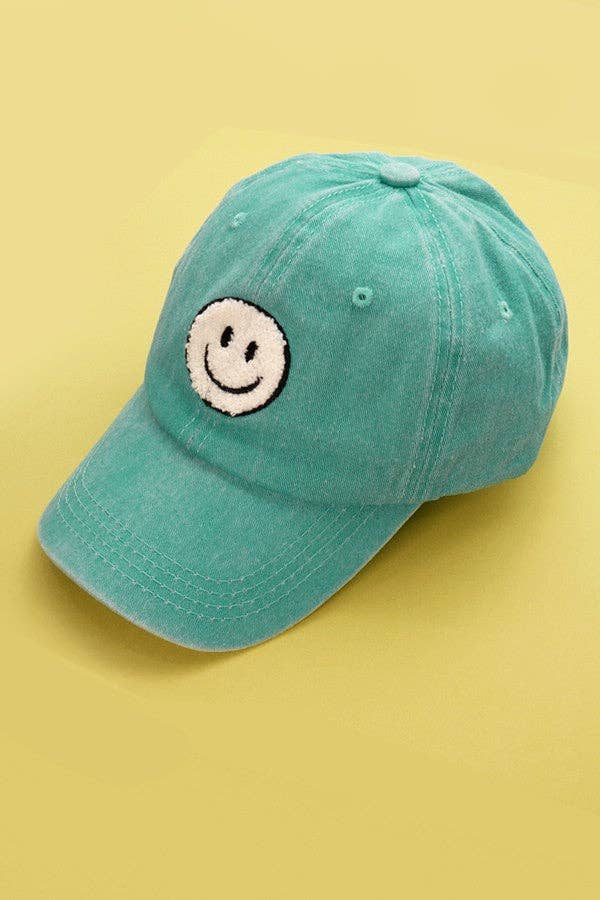 WASHED SHERPA HAPPY FACE BASEBALL CAP
