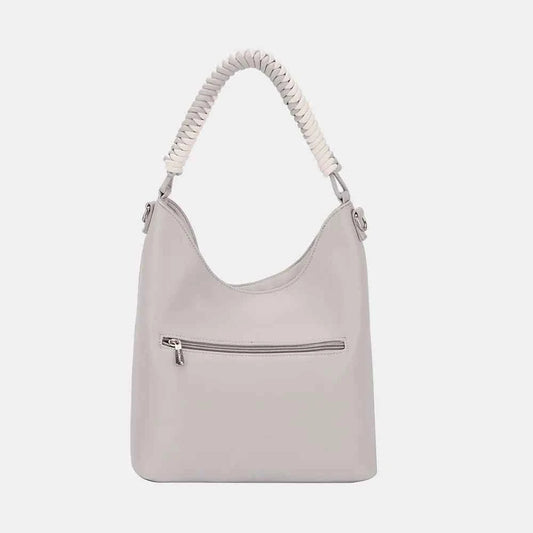 Women's Woven Handle PU Leather Handbag by David Jones