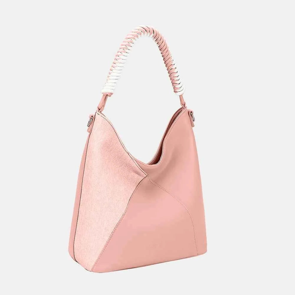 Women's Woven Handle PU Leather Handbag by David Jones
