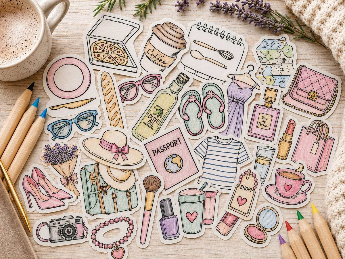 The Paper Garden Spooky color-your-own sticker kit featuring Halloween-inspired illustrated stickers