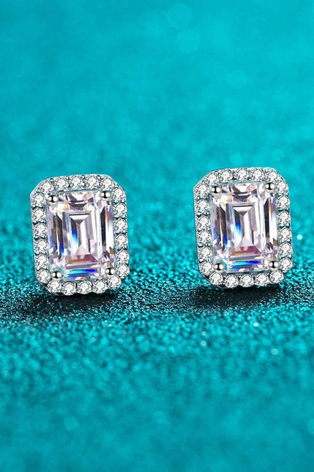 1 Carat Moissanite 925 Sterling Rhodium-Plated Square Stud Earrings