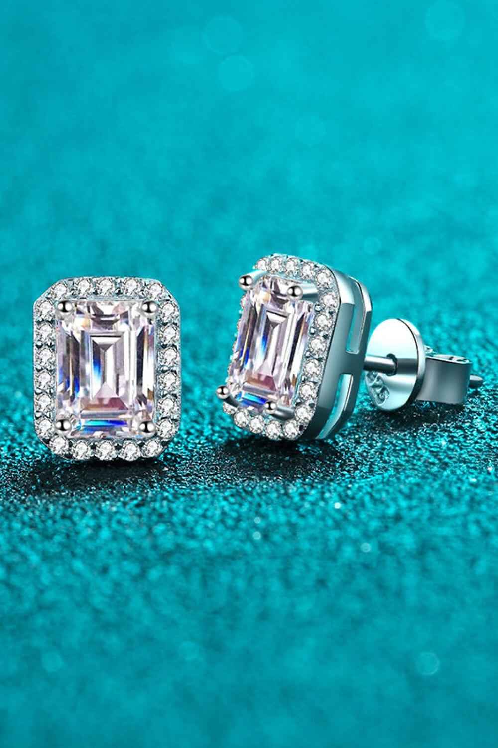 1 Carat Moissanite 925 Sterling Rhodium-Plated Square Stud Earrings