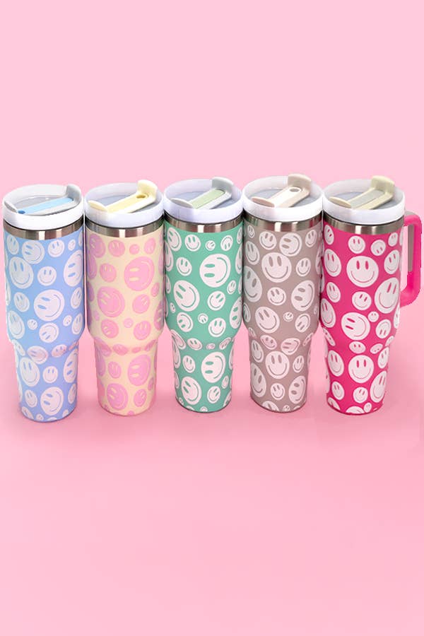 40oz STAINLESS STEEL TUMBLER SMILEY: SMILEY OFF WHITE