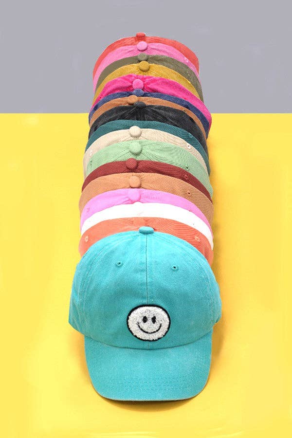 WASHED SHERPA HAPPY FACE BASEBALL CAP
