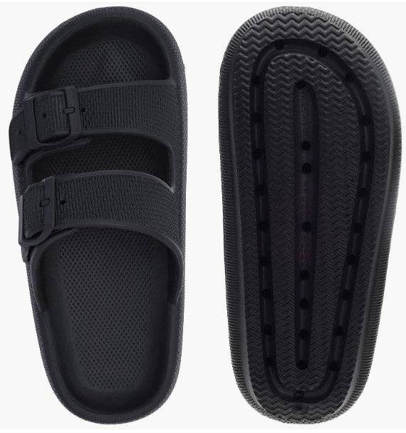 EVA DOUBLE STRAP OPEN TOE SLIDE SANDALS SLIPPERS