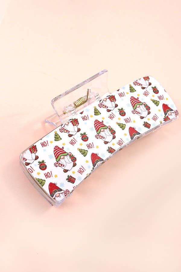 FAUX LEATHER CHRISTMAS HOLIDAY HAIR CLAW PIN