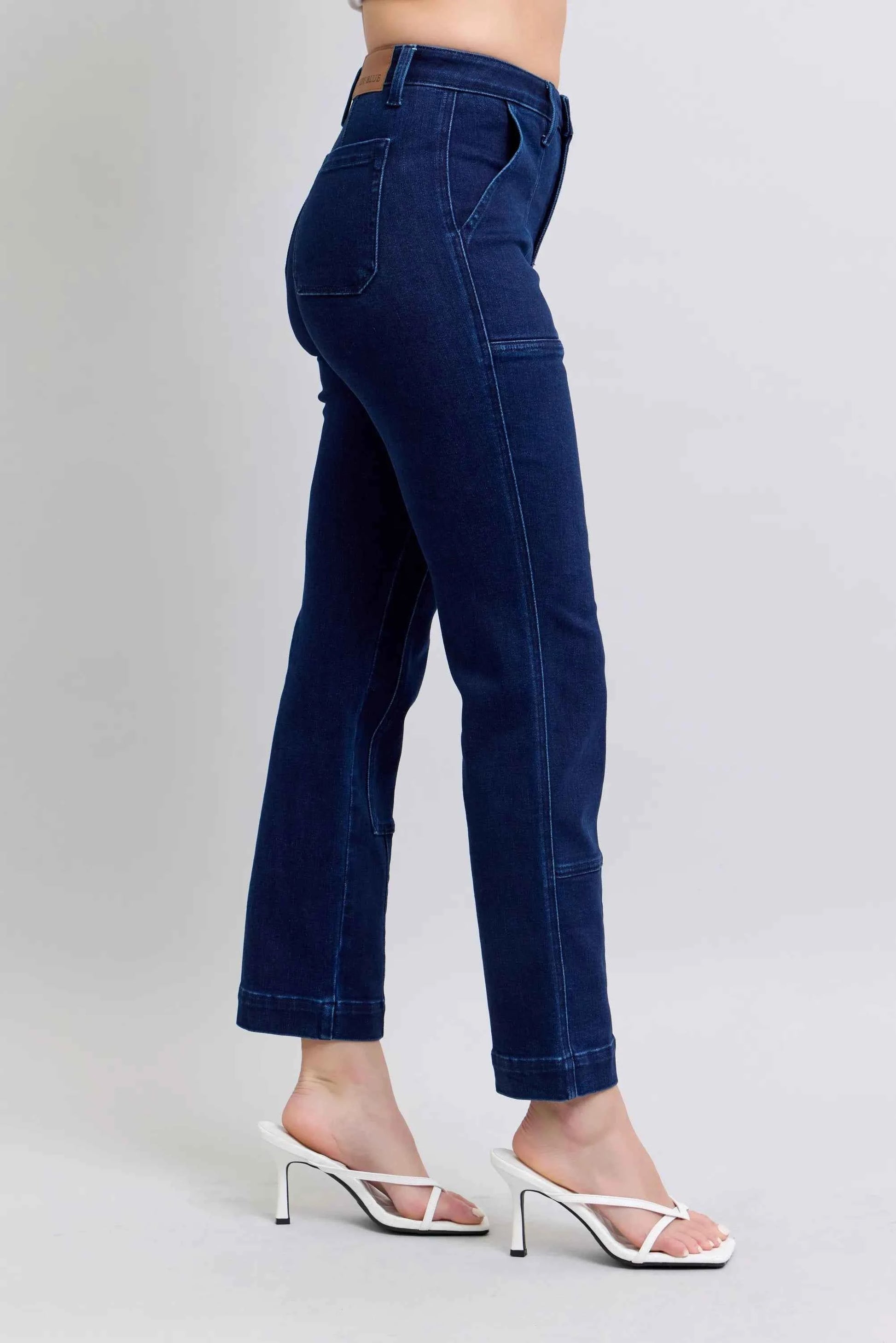 Judy Blue High Rise Straight Leg Jeans–Star Studded Plus Sizes