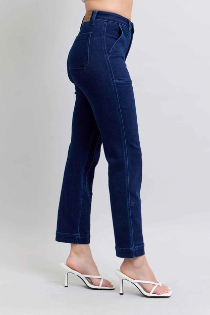 Judy Blue High Rise Straight Leg Jeans–Star Studded Plus Sizes
