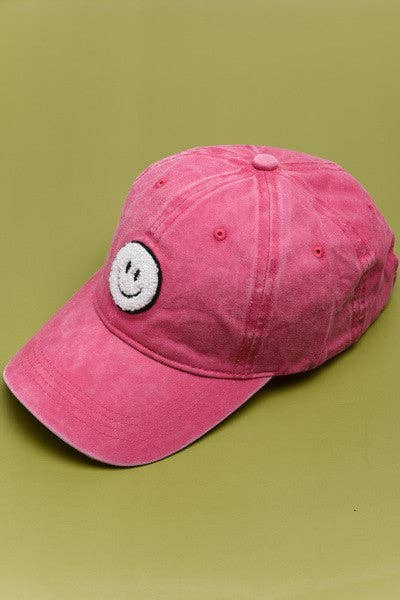 WASHED SHERPA HAPPY FACE BASEBALL CAP