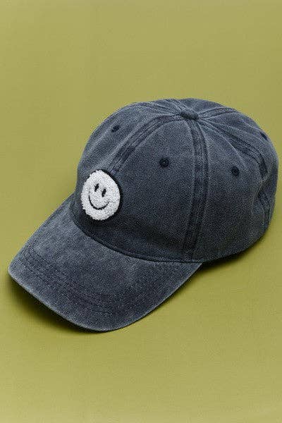 WASHED SHERPA HAPPY FACE BASEBALL CAP