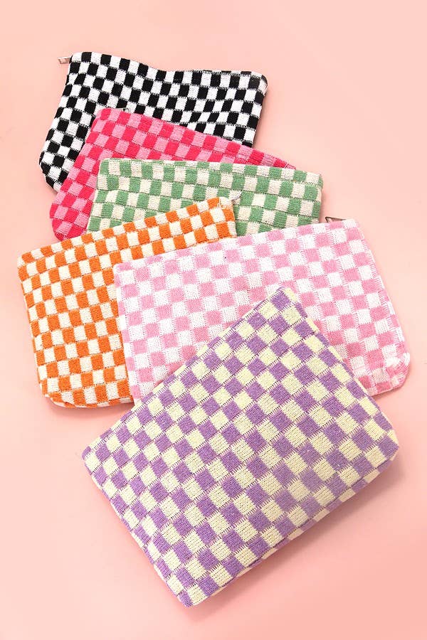 TRAVEL CHECKER MAKEUP COSMETIC POUCH BAG | 40P528: LAVENDER