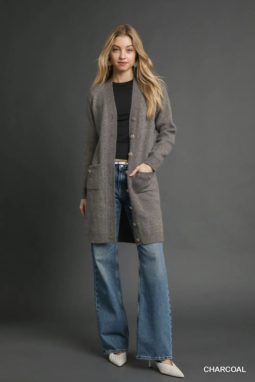 Umgee Button-Down Cardigan Dress Sweater