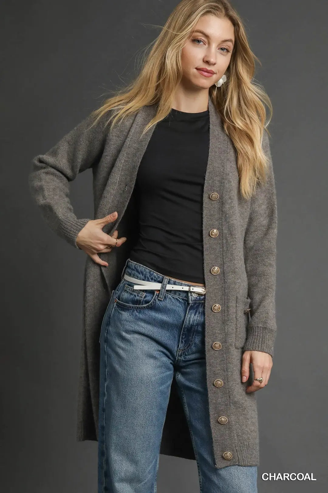 Umgee Button-Down Cardigan Dress Sweater