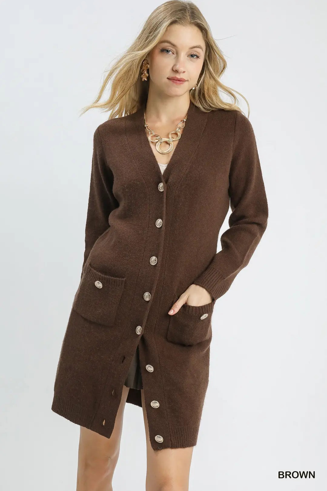 Umgee Button-Down Cardigan Dress Sweater