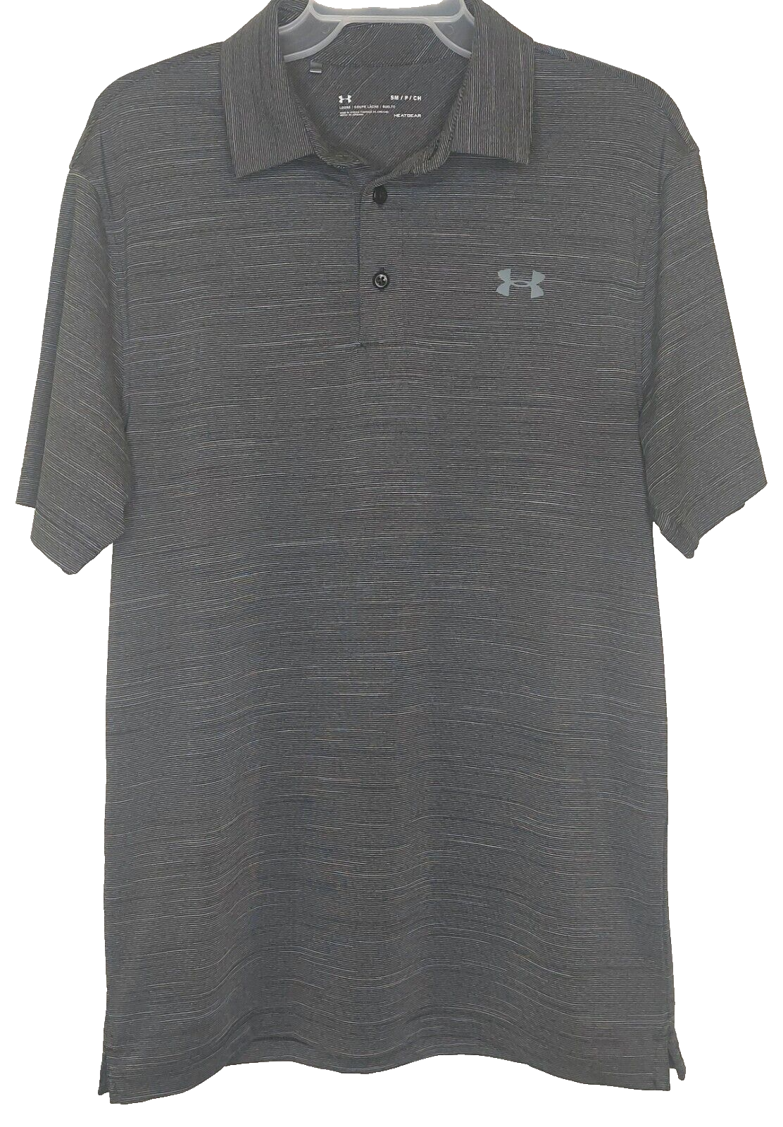 Under Armour Loose Heat Gear Polo Shirt Blk/Drk Gray Golf Casual Mens Sz Small