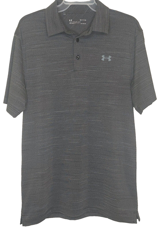 Under Armour Loose Heat Gear Polo Shirt Blk/Drk Gray Golf Casual Mens Sz Small