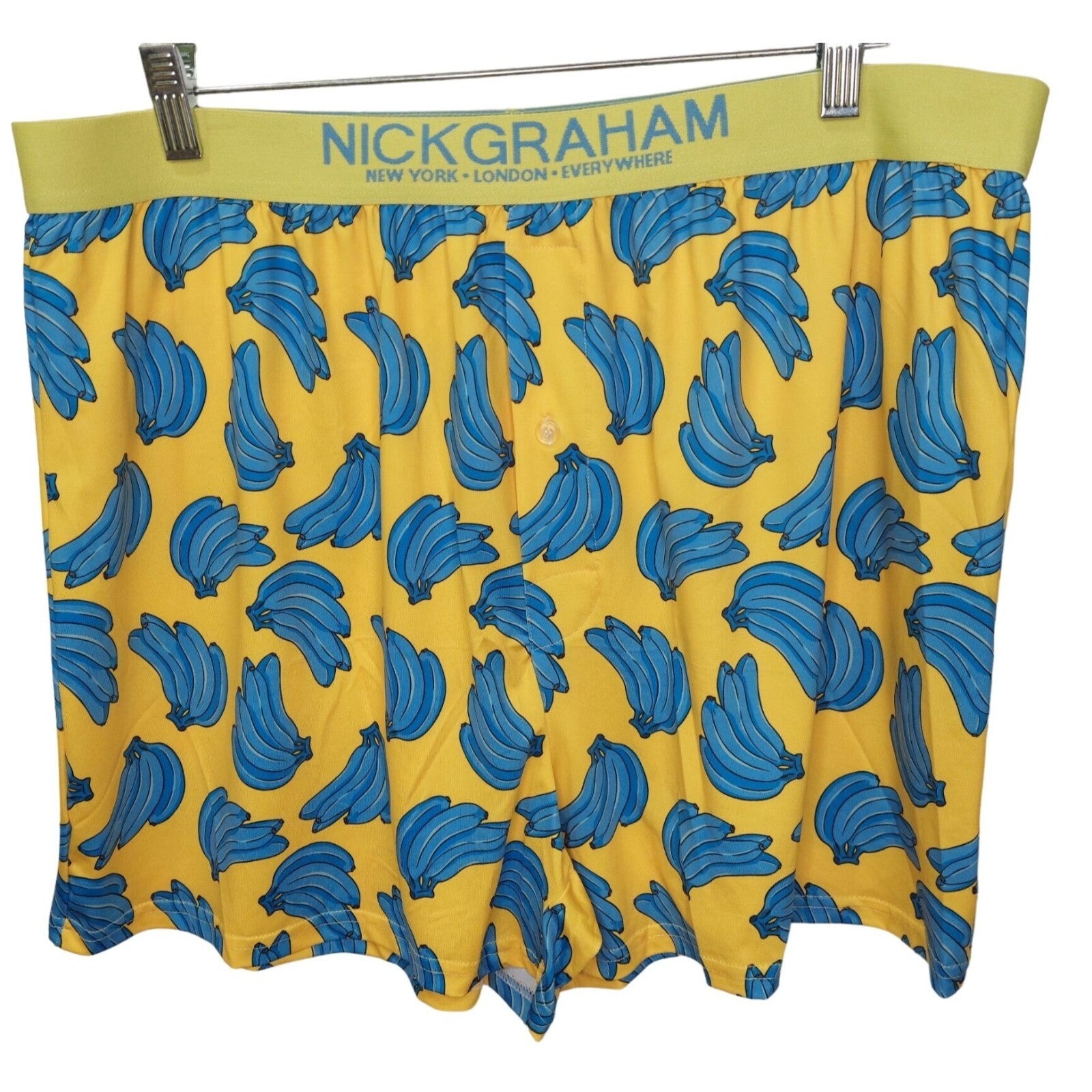 Nick Graham Men's Yellow W/Banana Print Boxers Size XL 40-42 Performance Stretch