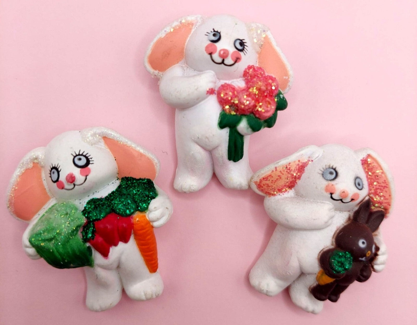 Vintage Easter Bunny Brooch Pins Set Of 3 By Easter Unlimited Inc. Spring