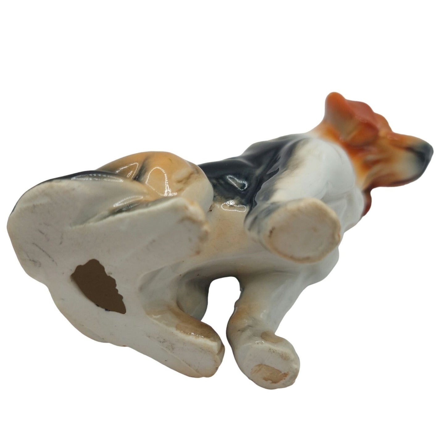 Vintage Bone China Porcelain Sitting Beagle Dog Figurine 3.25" Tall