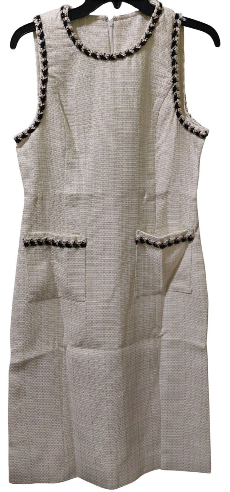 NWT Commense Womens Tweed Sleeveless Dress With Pockets~Metallic Thread Medium