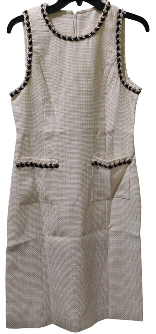 NWT Commense Womens Tweed Sleeveless Dress With Pockets~Metallic Thread Medium