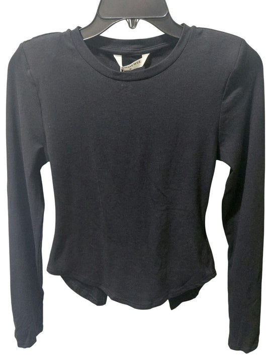 NWT Commense Black Long Sleeve Open Back Tie Detail Top W/ Shoulder Pads Medium