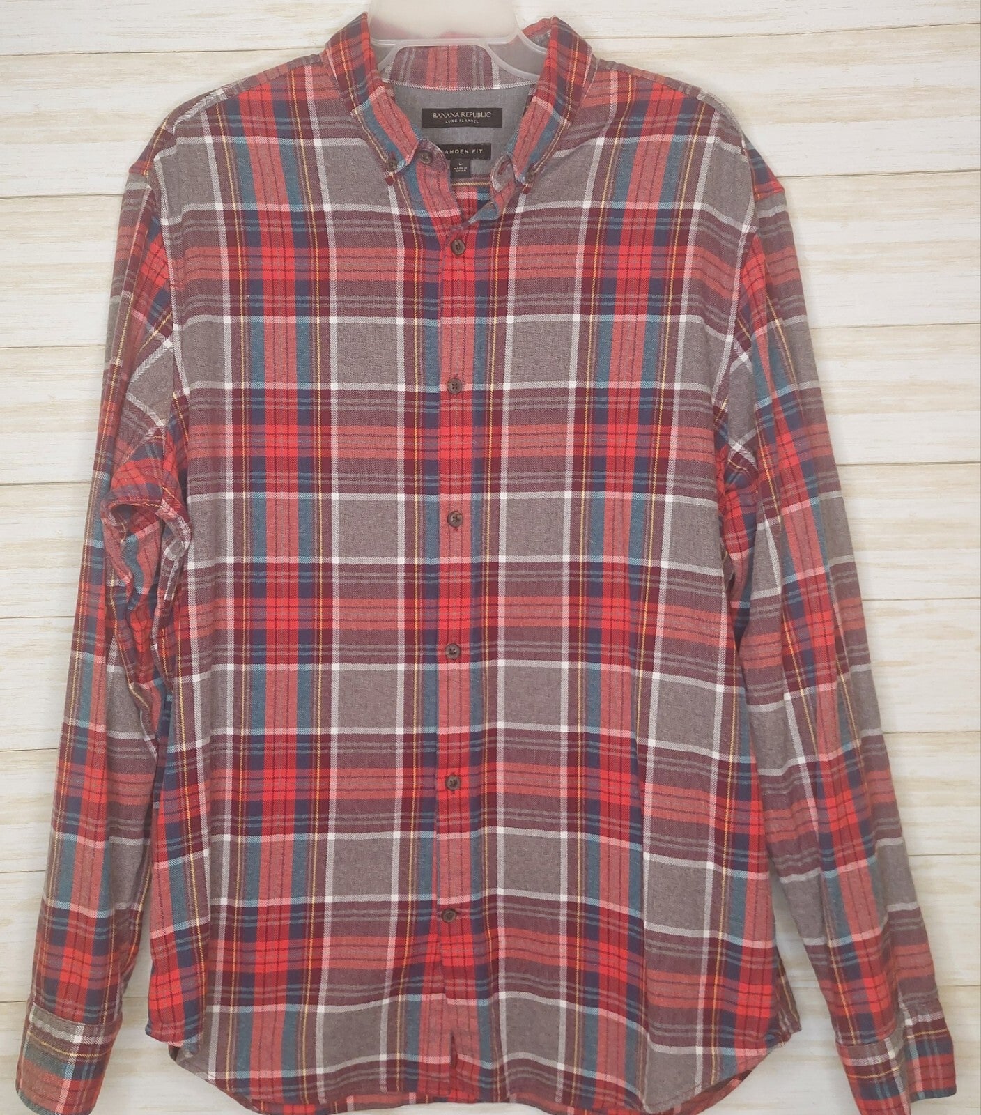 Banana Republic Men's Shirt Luxe Flannel Camden Fit Size Large Long Sleeve
