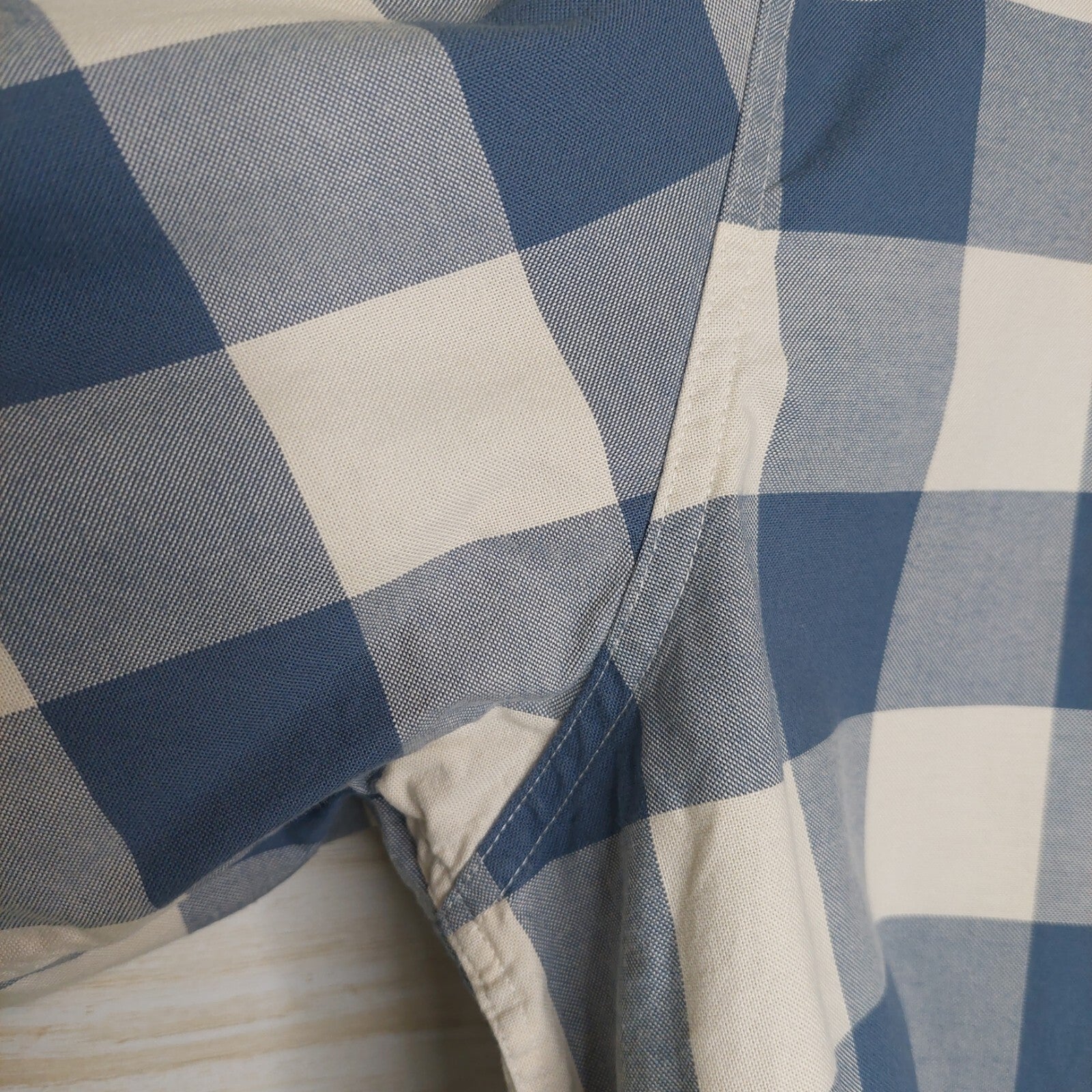 L.L. Bean Men's Blue/White Button Up Long Sleeve Gingham Shirt Sz XL 100% Cotton