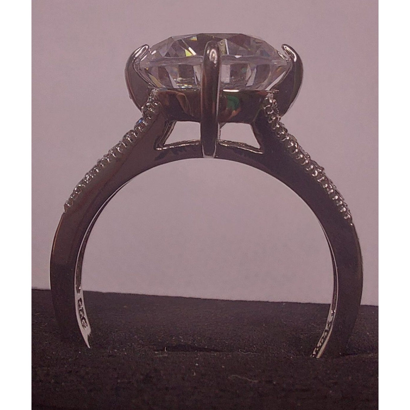 Stauer 925 Silver Ring With Large Round-Cut Clear Stone Engagement Accent