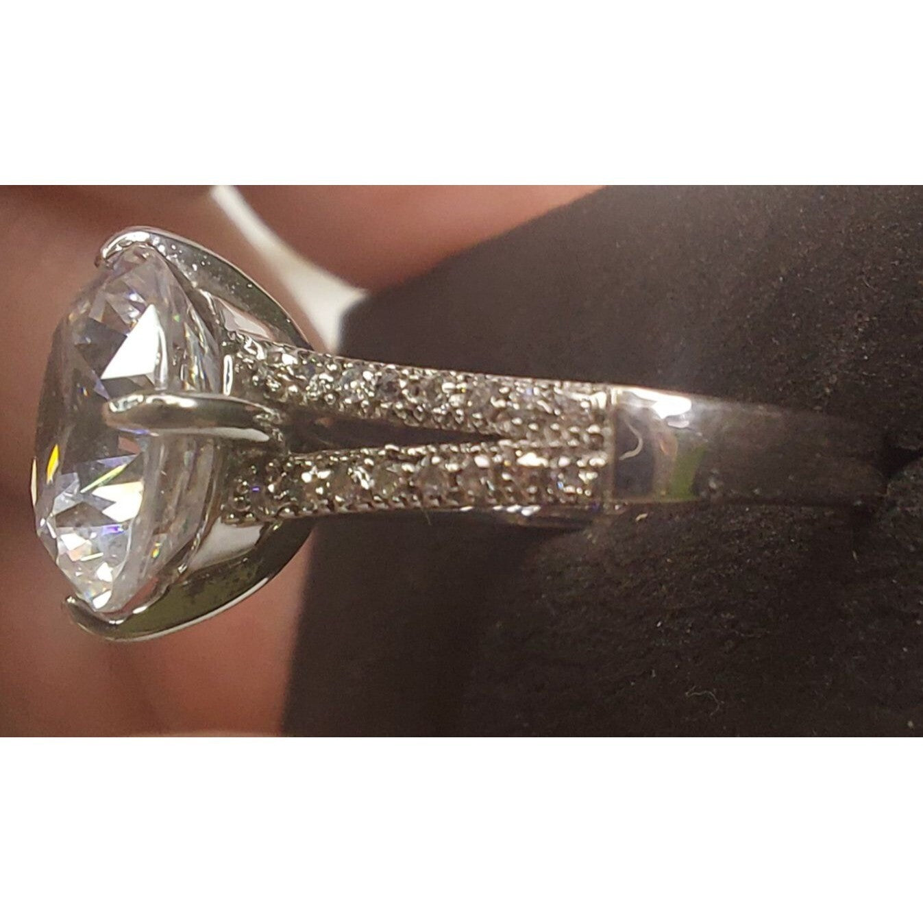 Stauer 925 Silver Ring With Large Round-Cut Clear Stone Engagement Accent