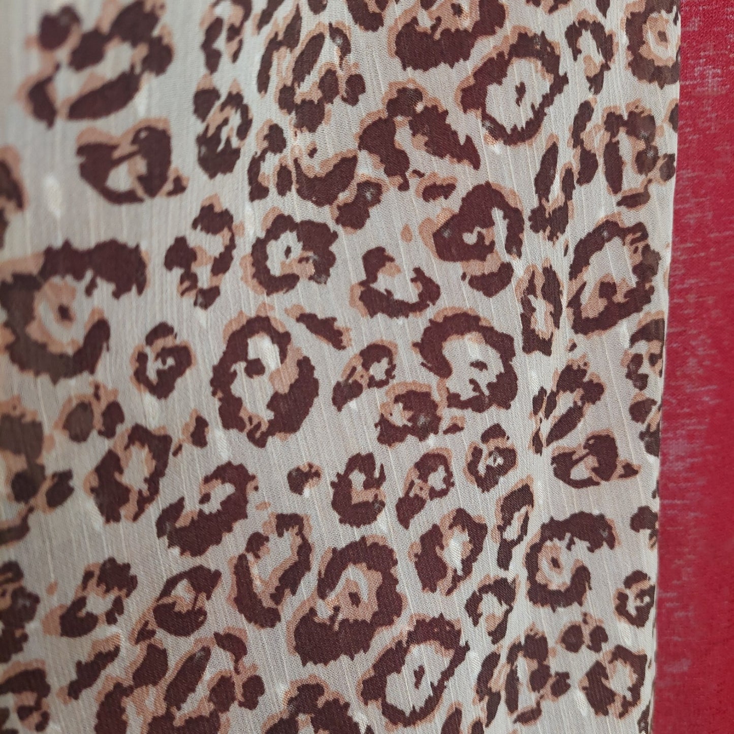 Umgee Darker Red Kimono/Cardigan with Animal Print Trim NWT S/M Sheer