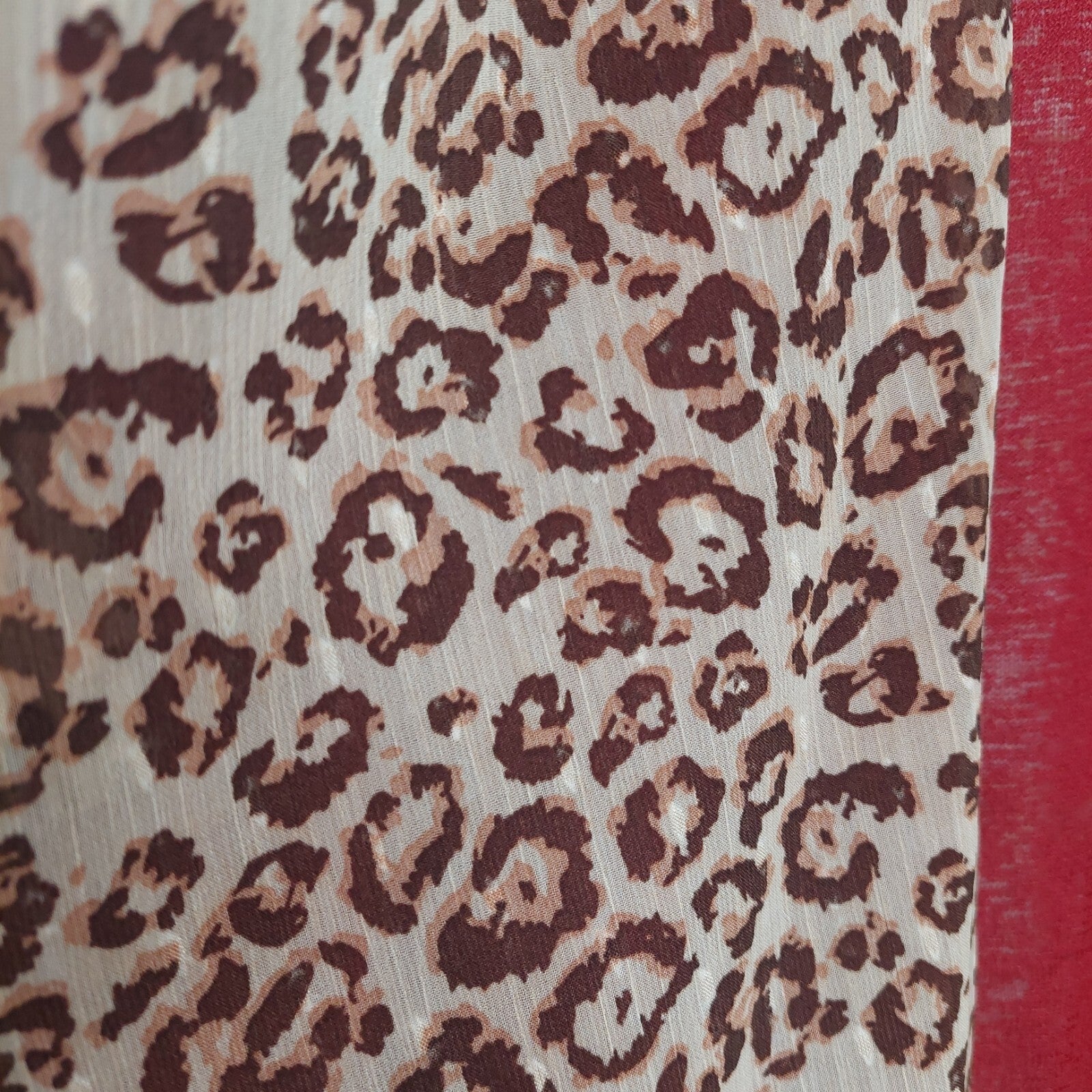 Umgee Darker Red Kimono/Cardigan with Animal Print Trim NWT S/M Sheer