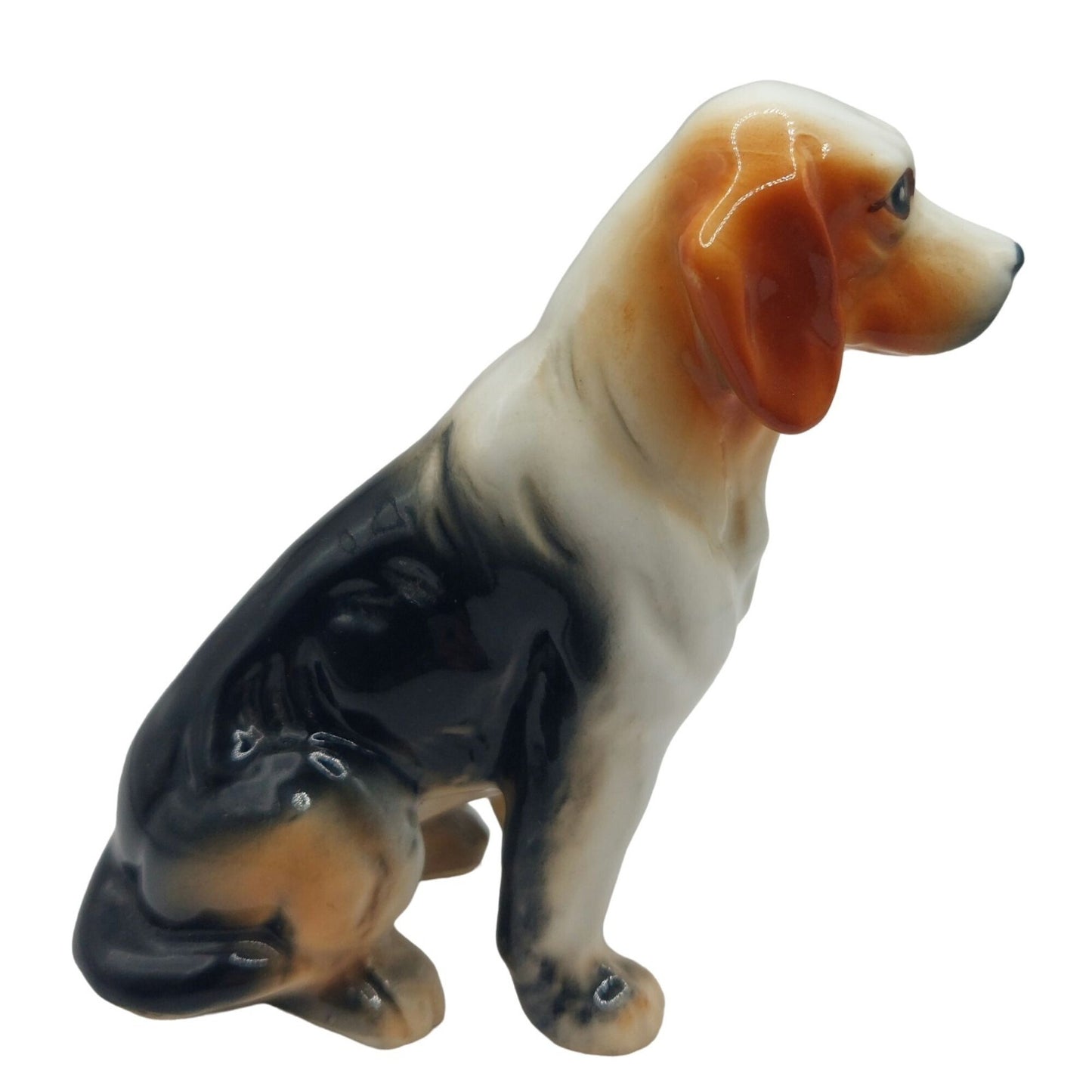 Vintage Bone China Porcelain Sitting Beagle Dog Figurine 3.25" Tall