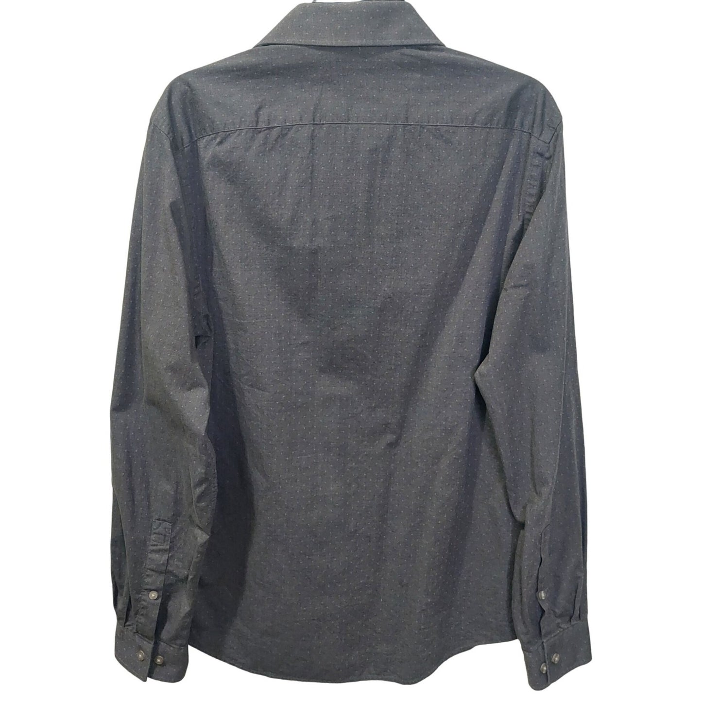 Michael Kors Mens Slim Fit Dress Shirt Size L 16 34/35 Drk Gray With Subtle Dots