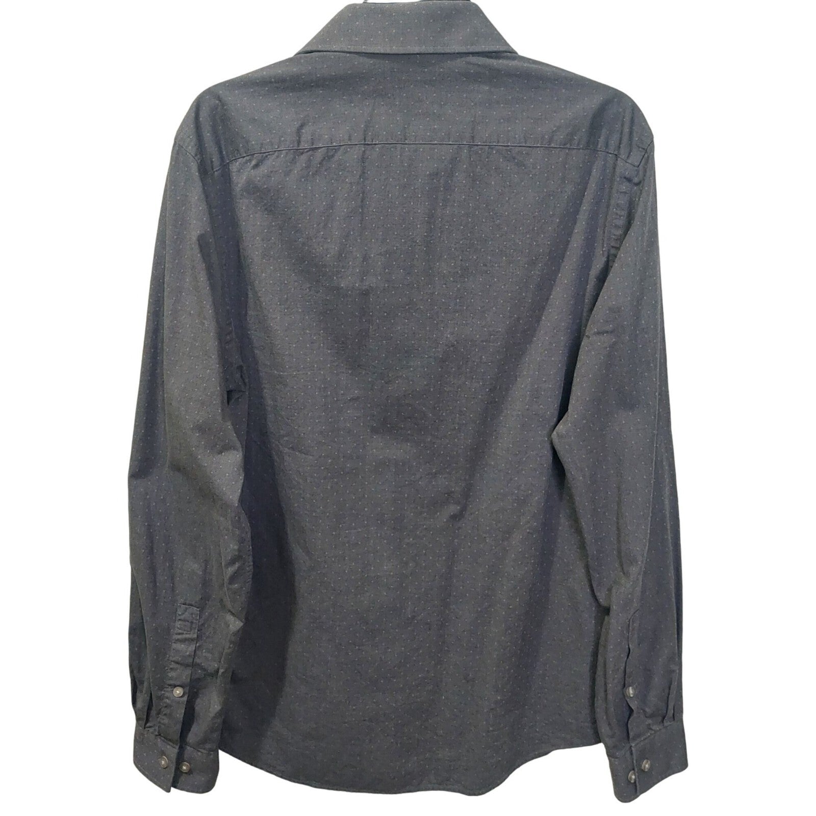 Michael Kors Mens Slim Fit Dress Shirt Size L 16 34/35 Drk Gray With Subtle Dots